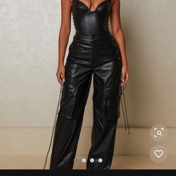 Pants - new mars the label black laced leather trousers